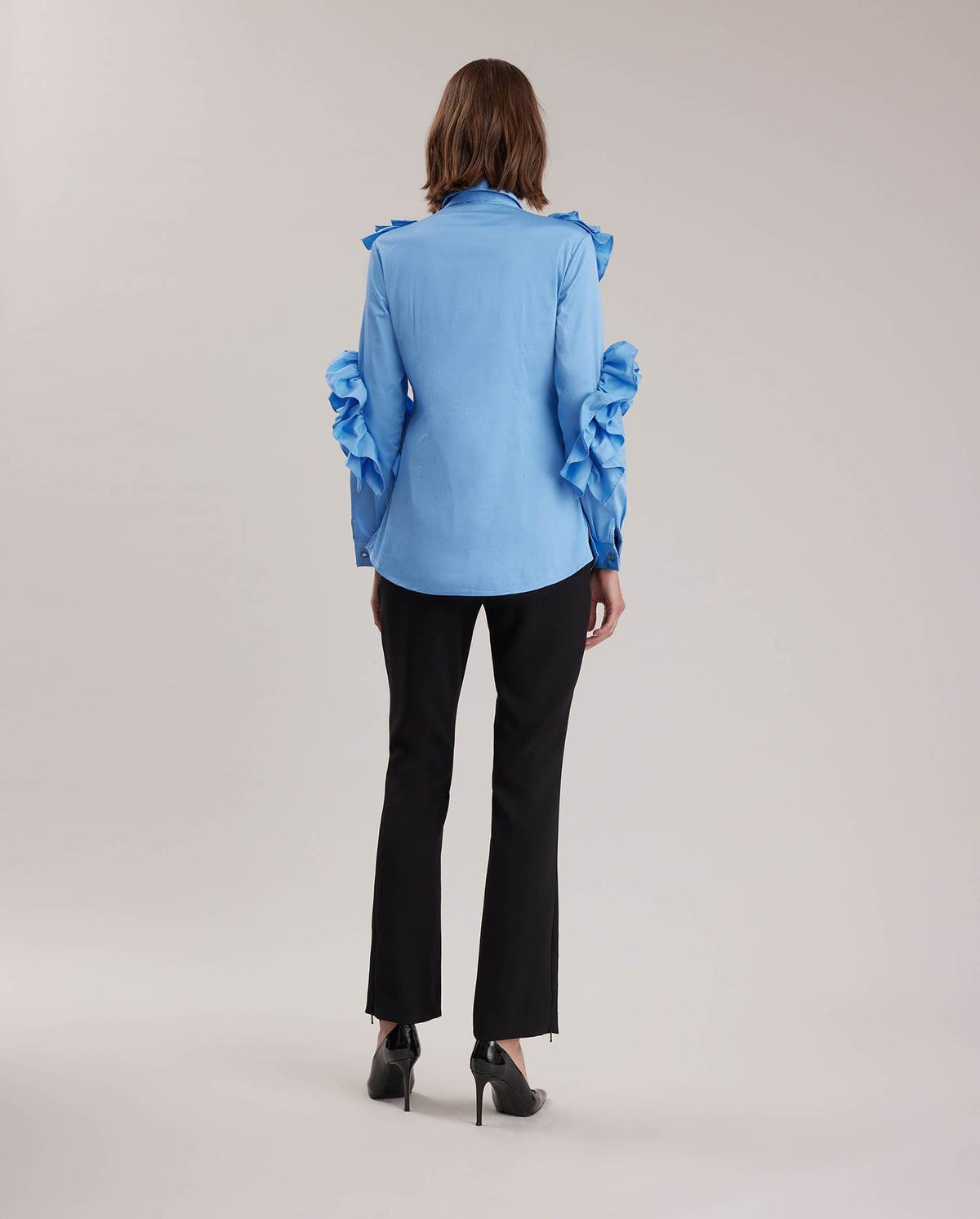 Pantheon ruffled cotton blouse - Icy blue