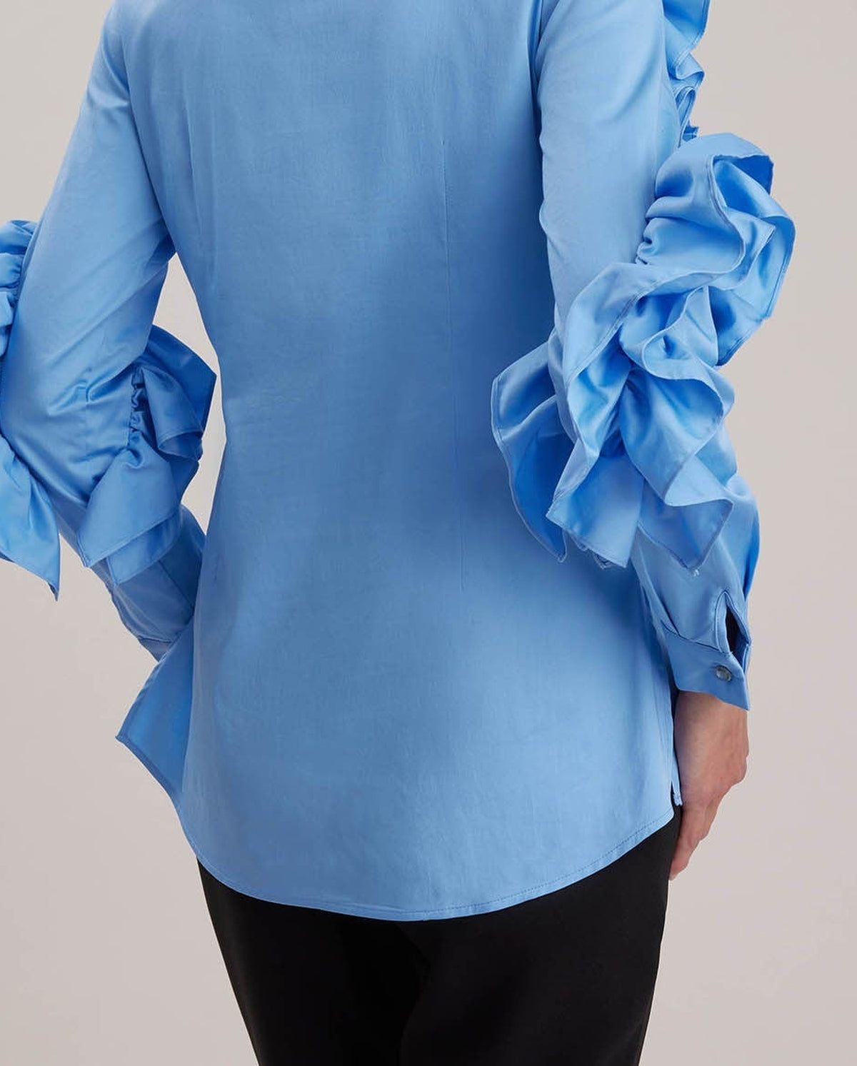 Pantheon ruffled cotton blouse - Icy blue