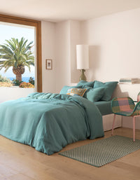 Housse de couette en lin lavé - Bleu Azur
