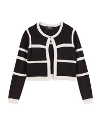 Cardigan à rayures - Noir & blanc cassé