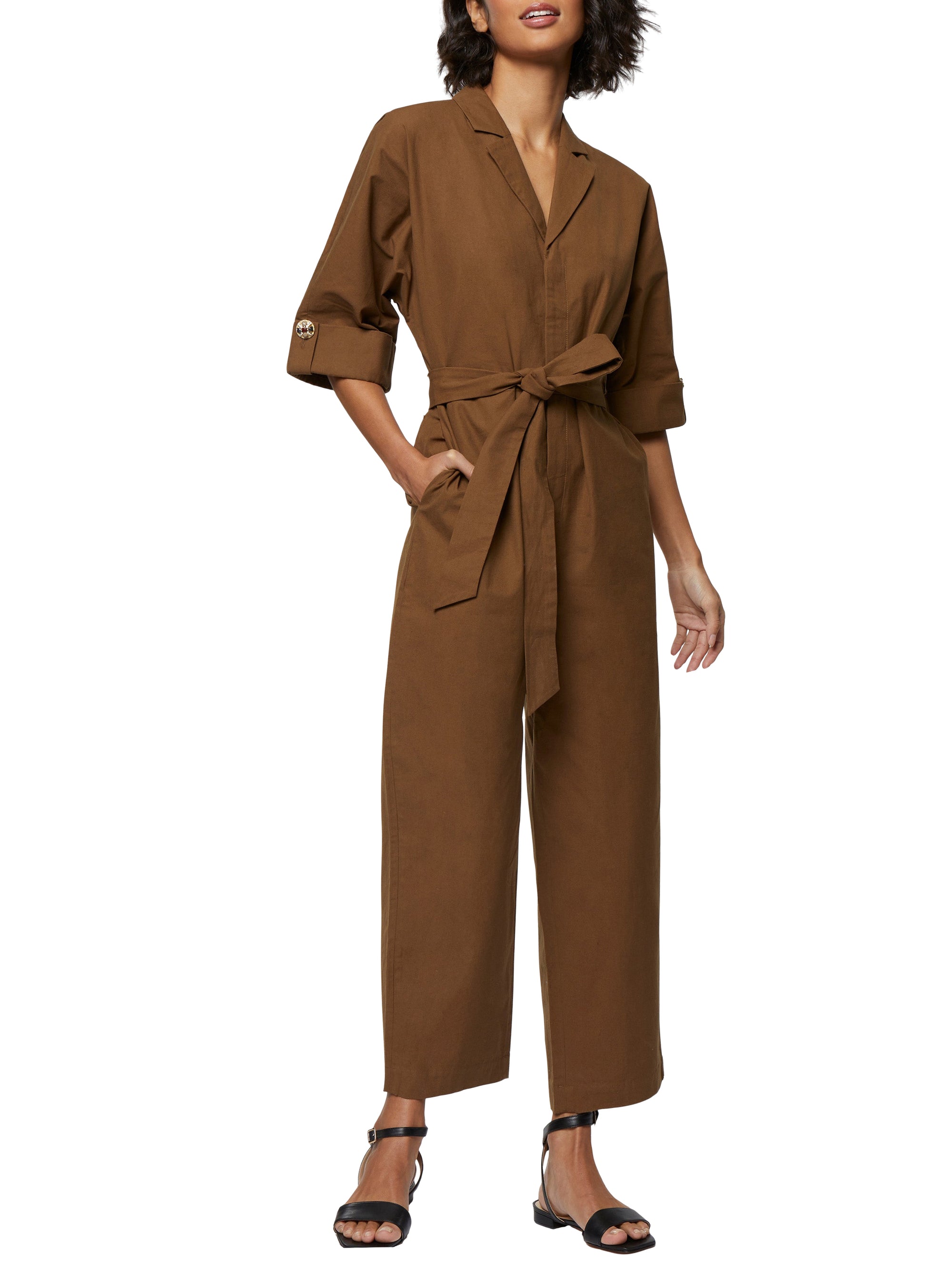 Combinaison en satin de coton - Havane