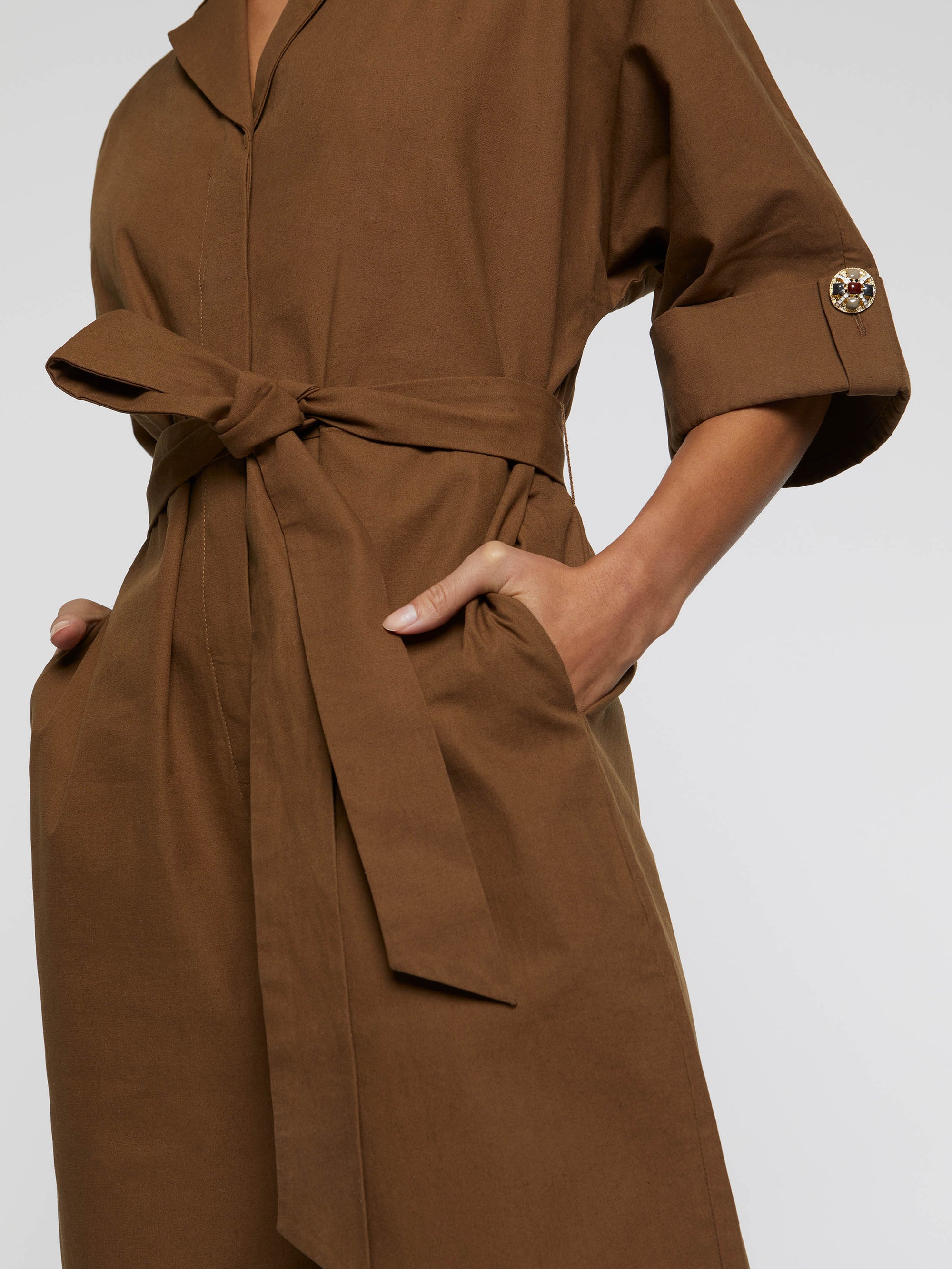 Combinaison en satin de coton - Havane