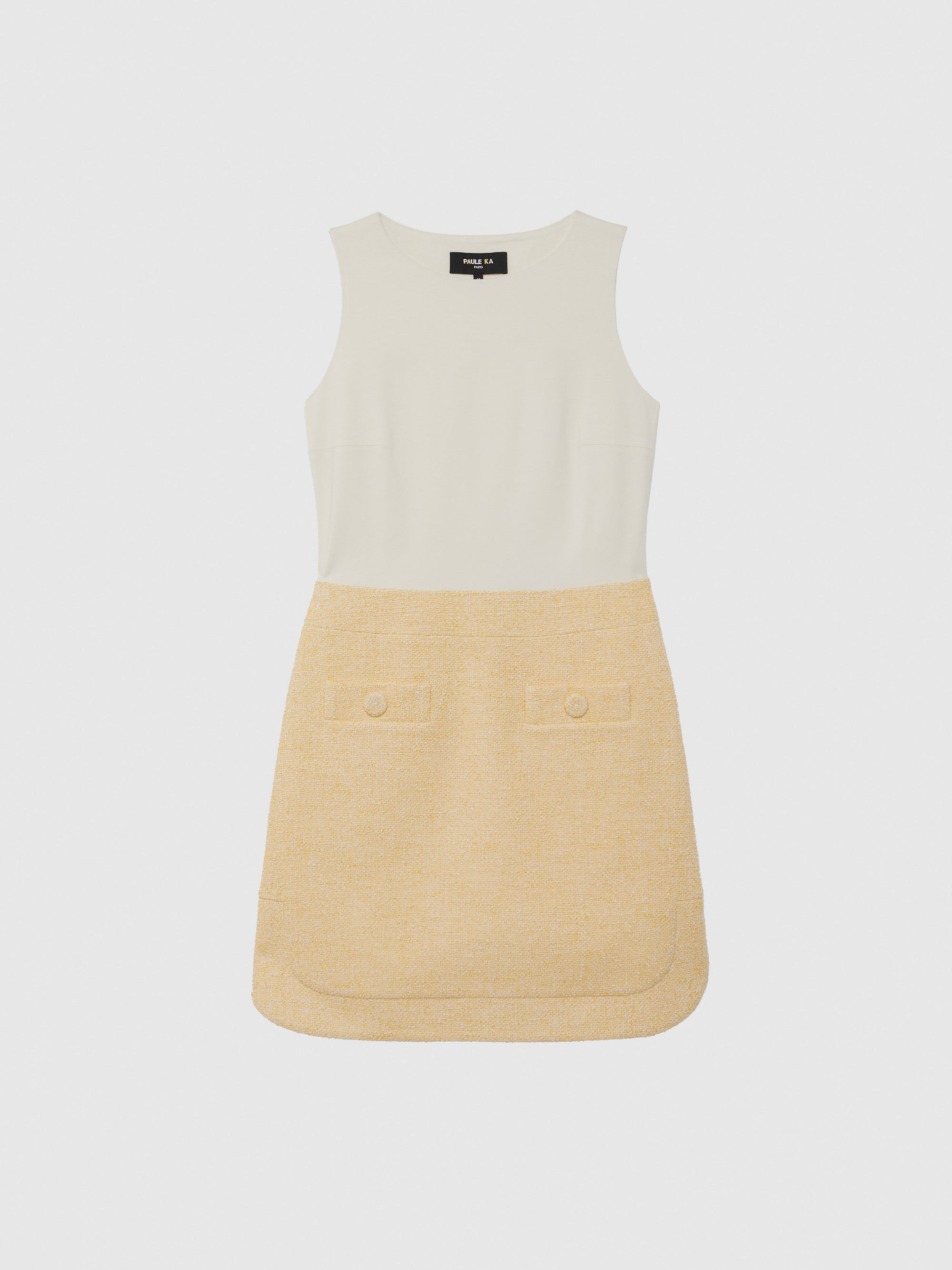 Robe printanière bi-matière - Jaune