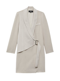 Short dress in satin crepe fabric - Beige