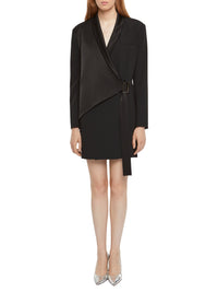 Short dress in satin crepe fabric - Black