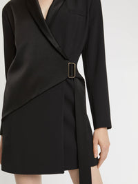 Short dress in satin crepe fabric - Black