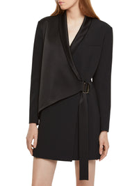 Short dress in satin crepe fabric - Black