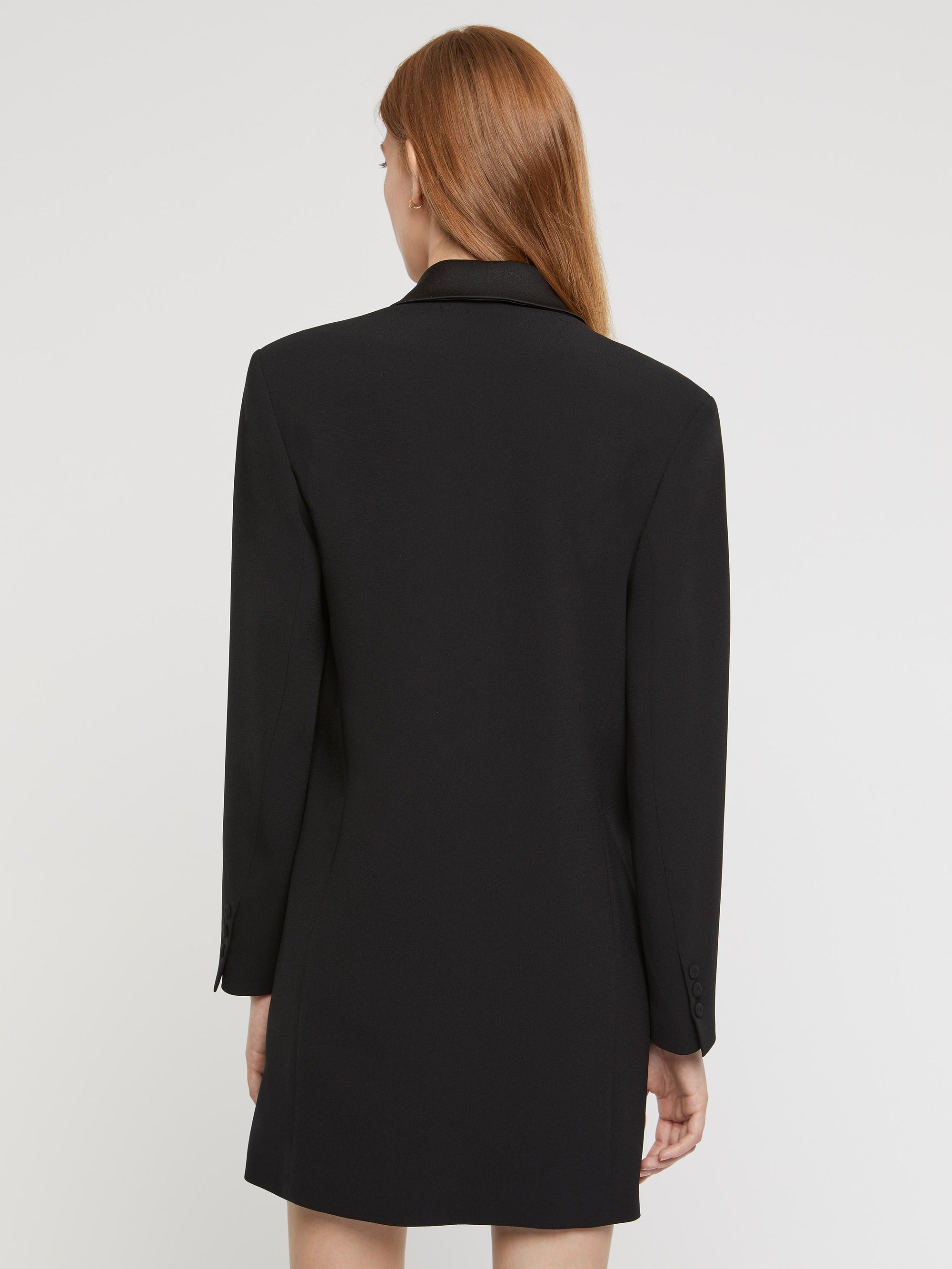 Short dress in satin crepe fabric - Black