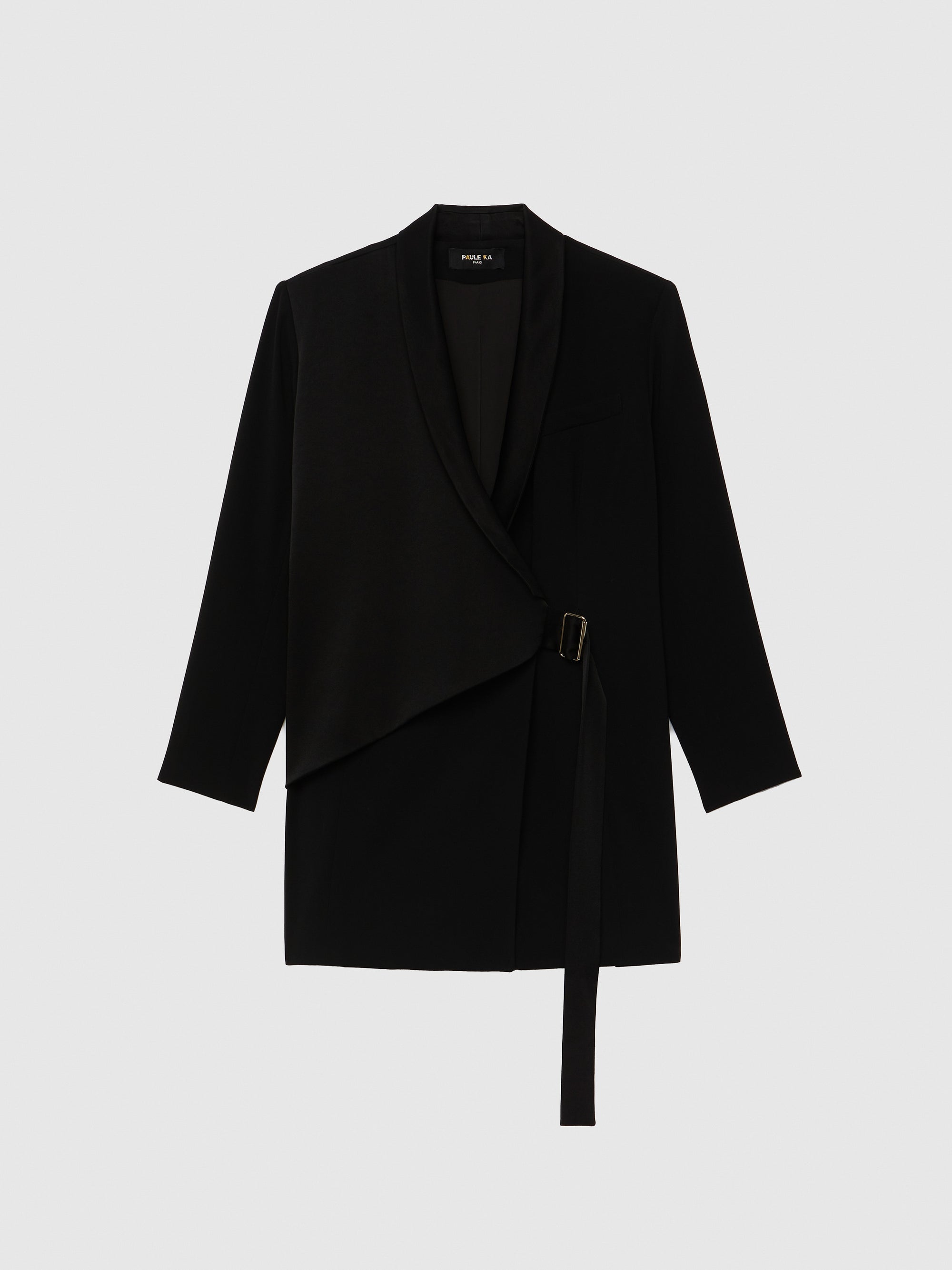 Short dress in satin crepe fabric - Black