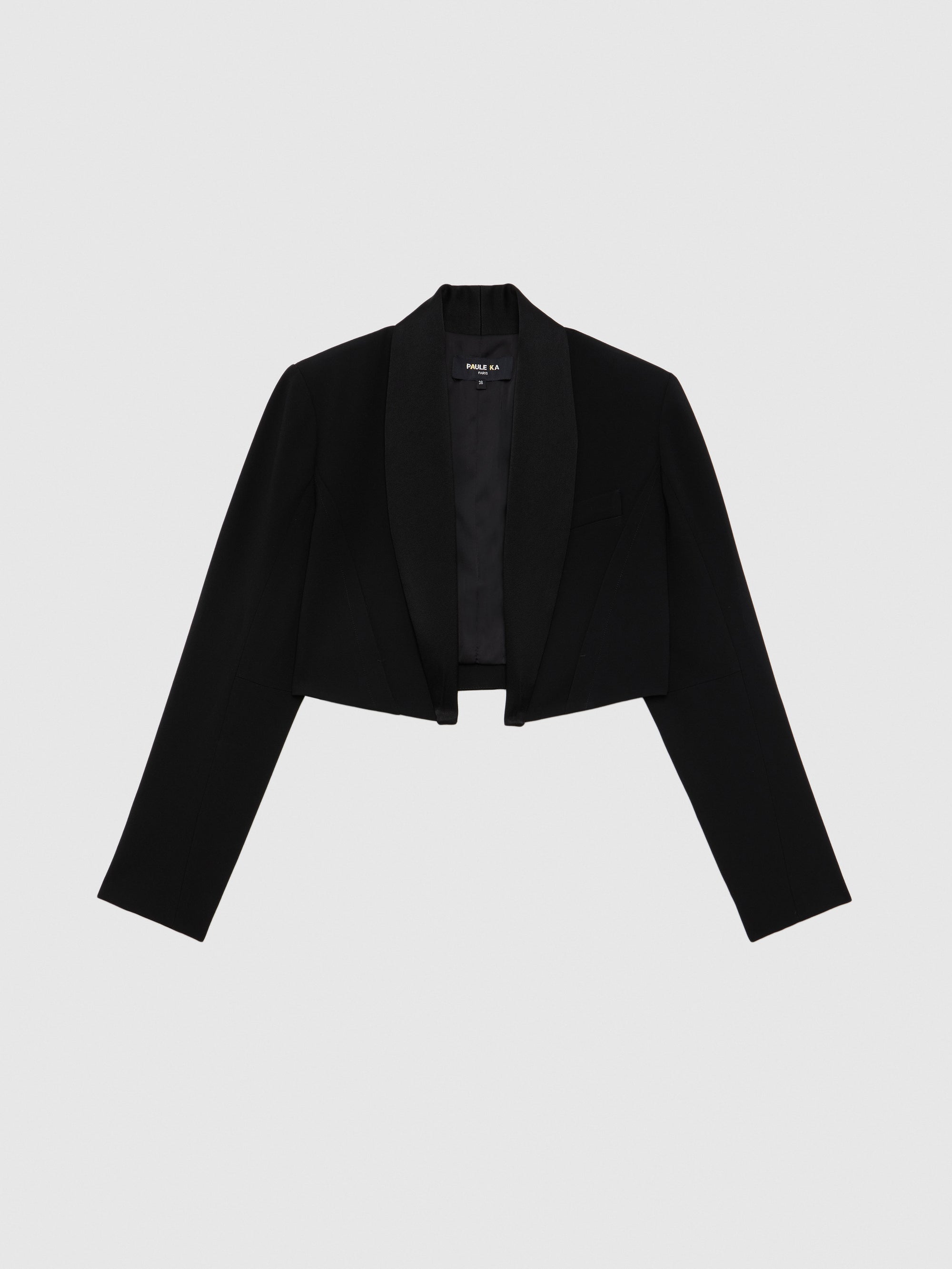 Veste courte en satin - Noir