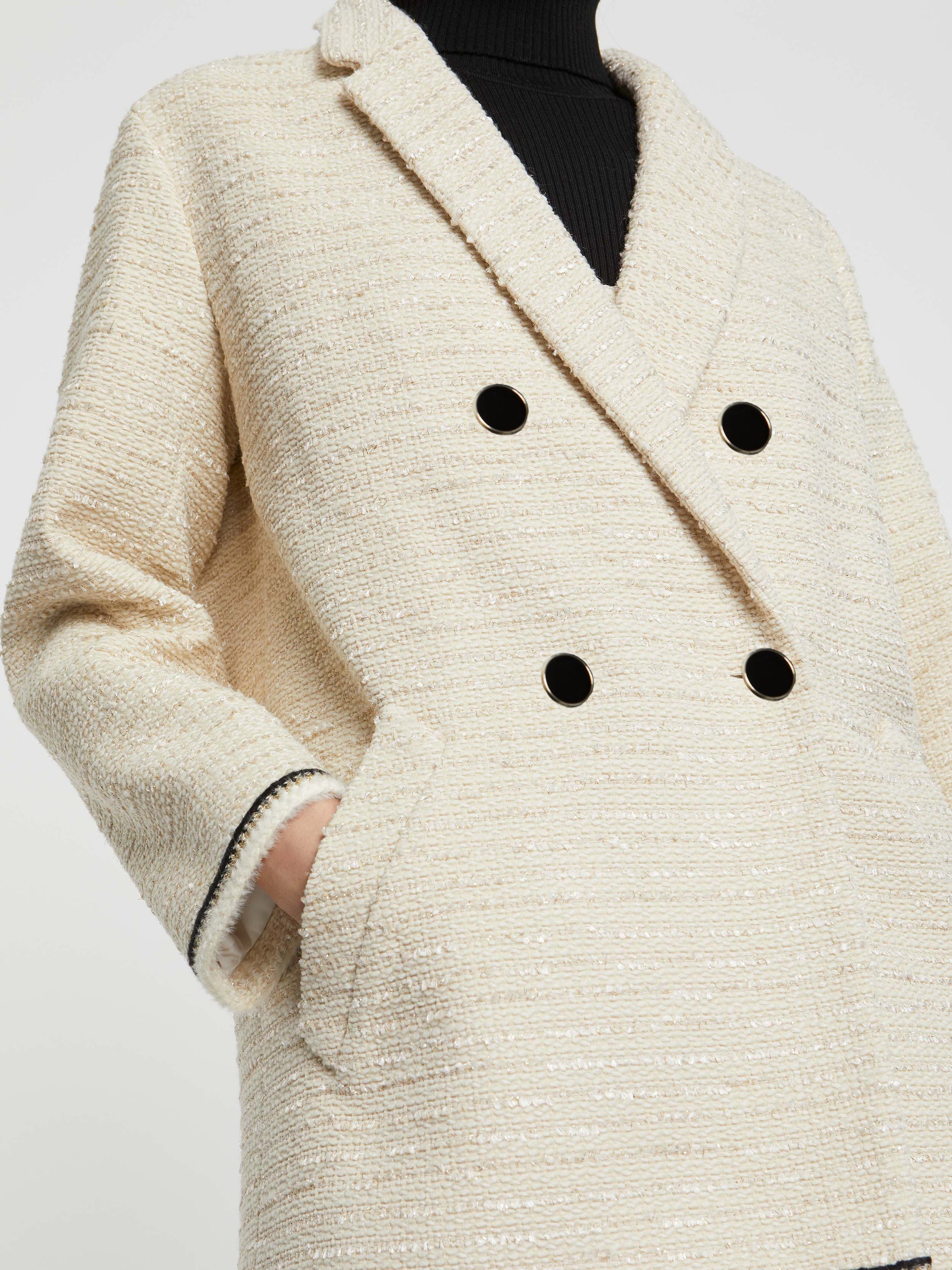 Tweed suit-collared jacket - Ecru