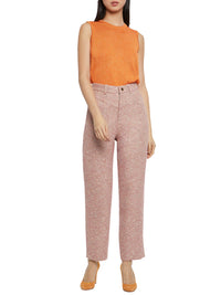 Pantalon taille haute en tweed - Multicolor