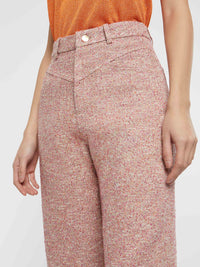 Pantalon taille haute en tweed - Multicolor