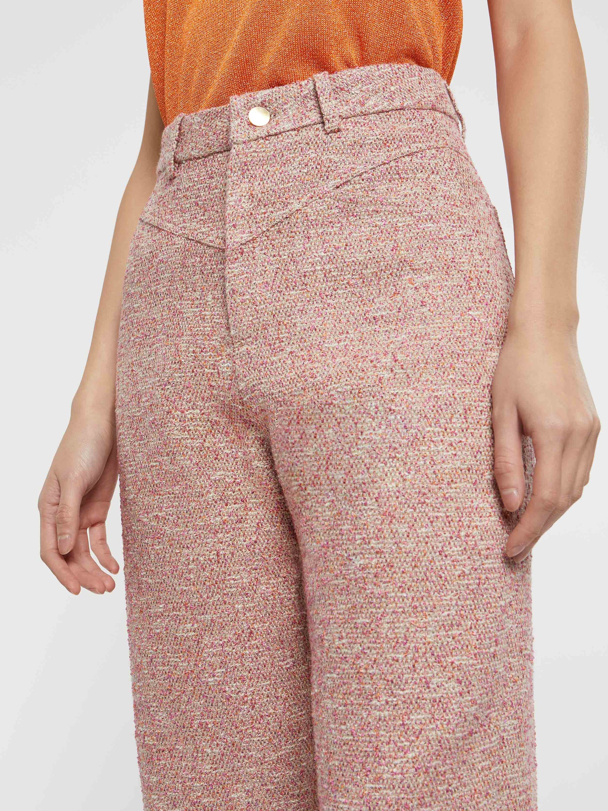 Pantalon taille haute en tweed - Multicolor