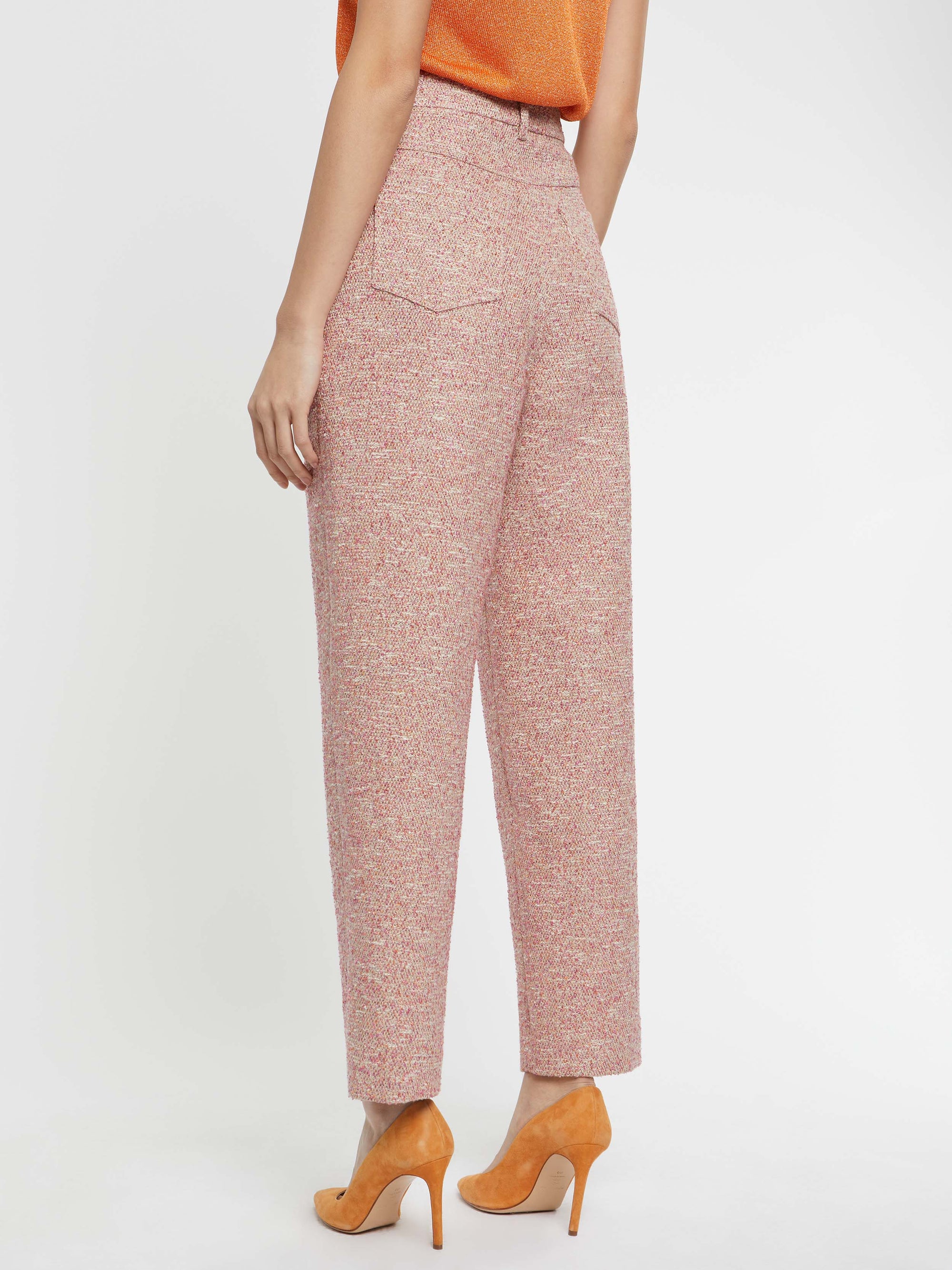Pantalon taille haute en tweed - Multicolor