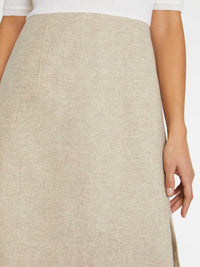 Robe à manches 3/4 en laine - Blanc cassé & beige