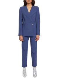 Pantalon droit en laine - Bleu pétrole