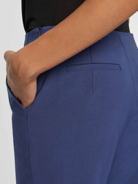 Pantalon droit en laine - Bleu pétrole