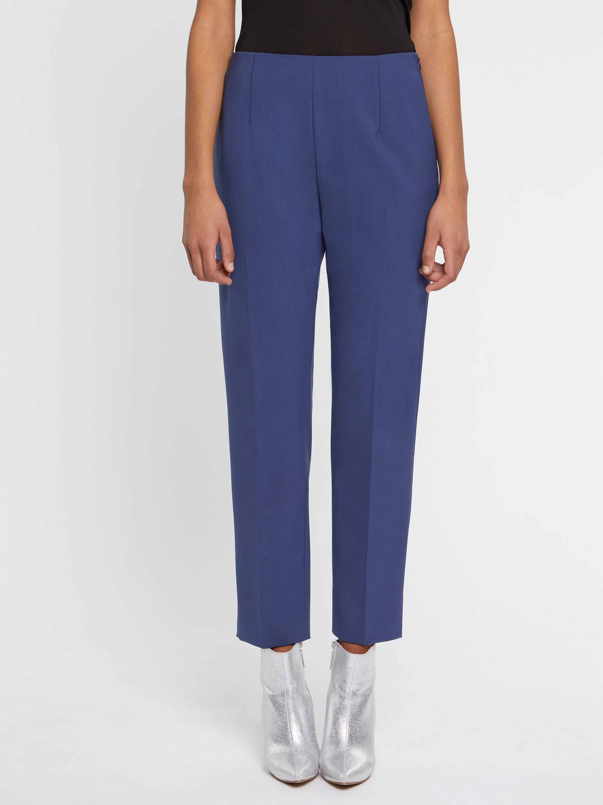 Pantalon droit en laine - Bleu pétrole