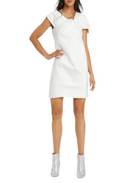 BLANC CASSE ROBE DRAPE NOEU