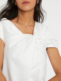 BLANC CASSE ROBE DRAPE NOEU