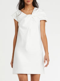 BLANC CASSE ROBE DRAPE NOEU