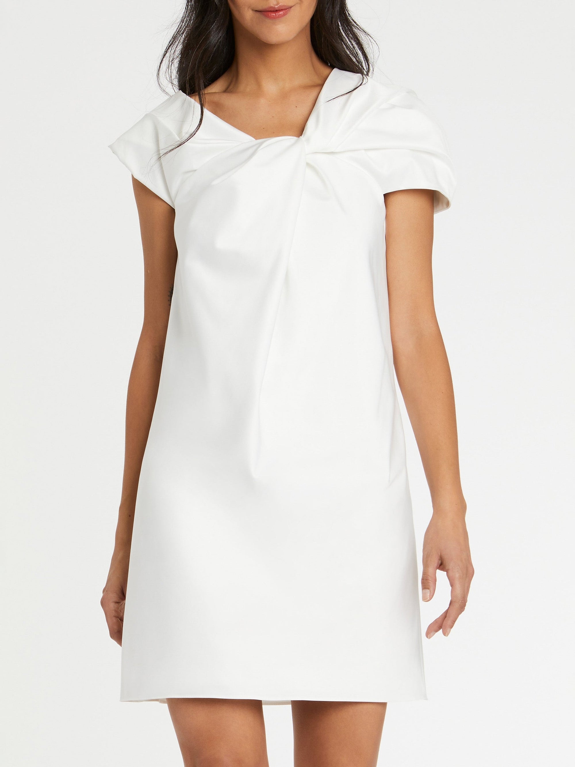BLANC CASSE ROBE DRAPE NOEU