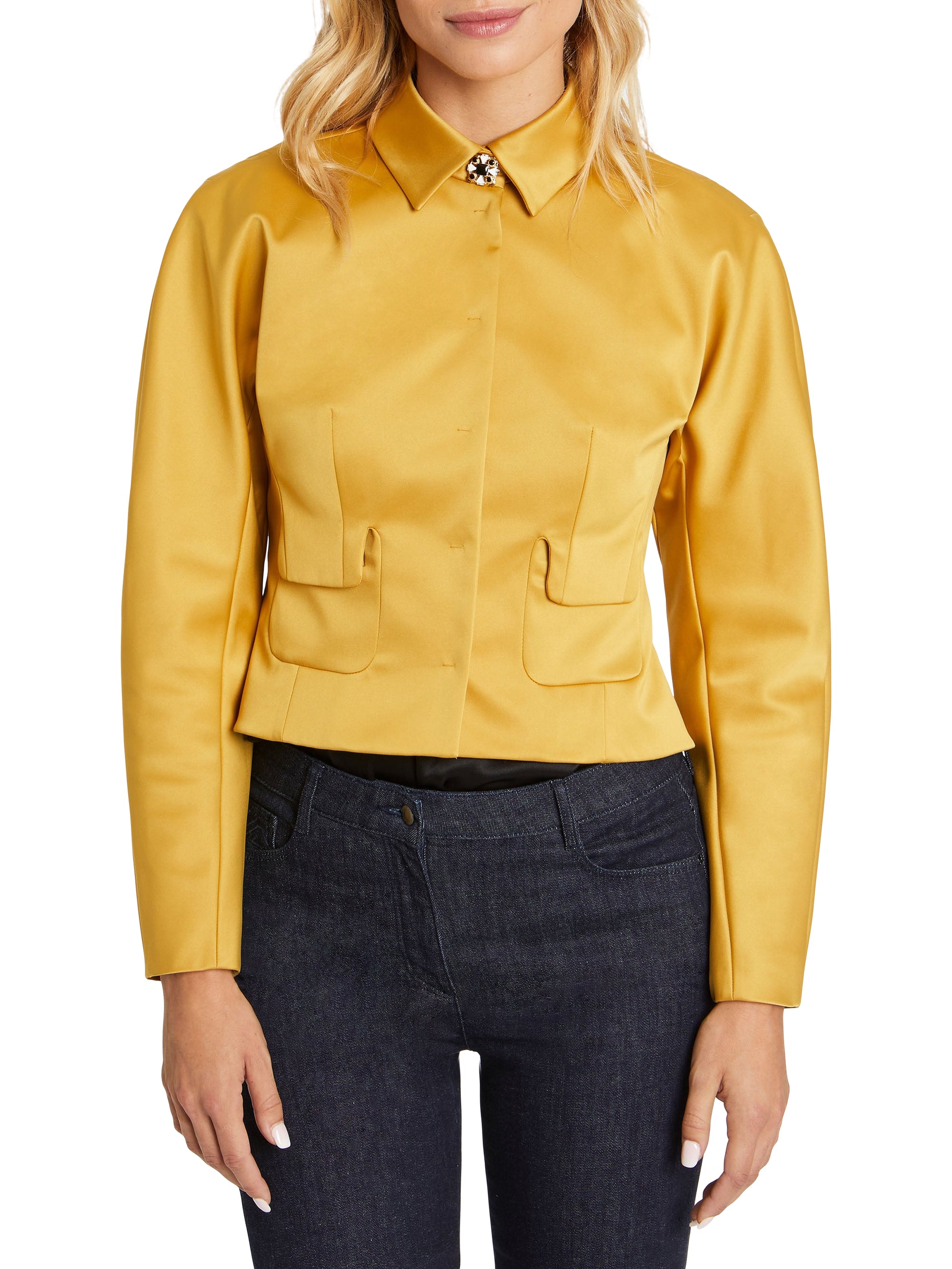 Veste cintrée en satin - Ocre