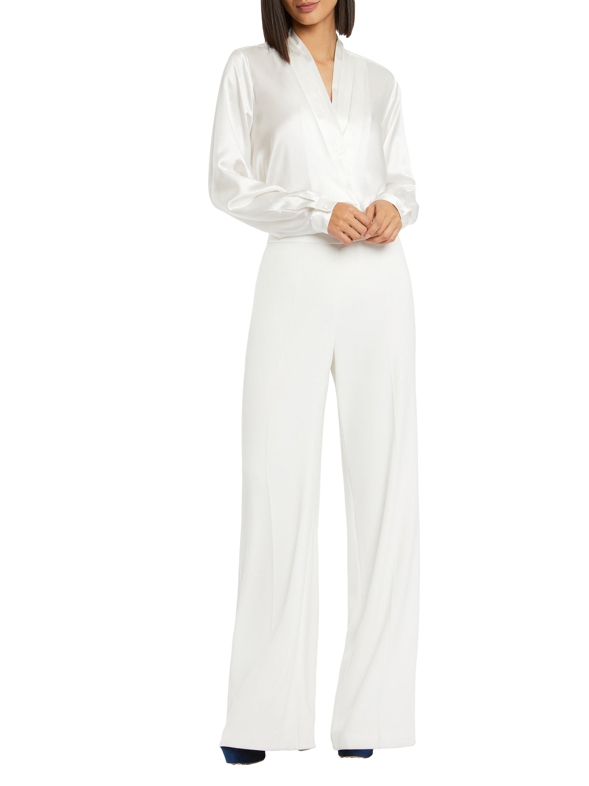 Blouse à manches longues en soie - Blanc cassé