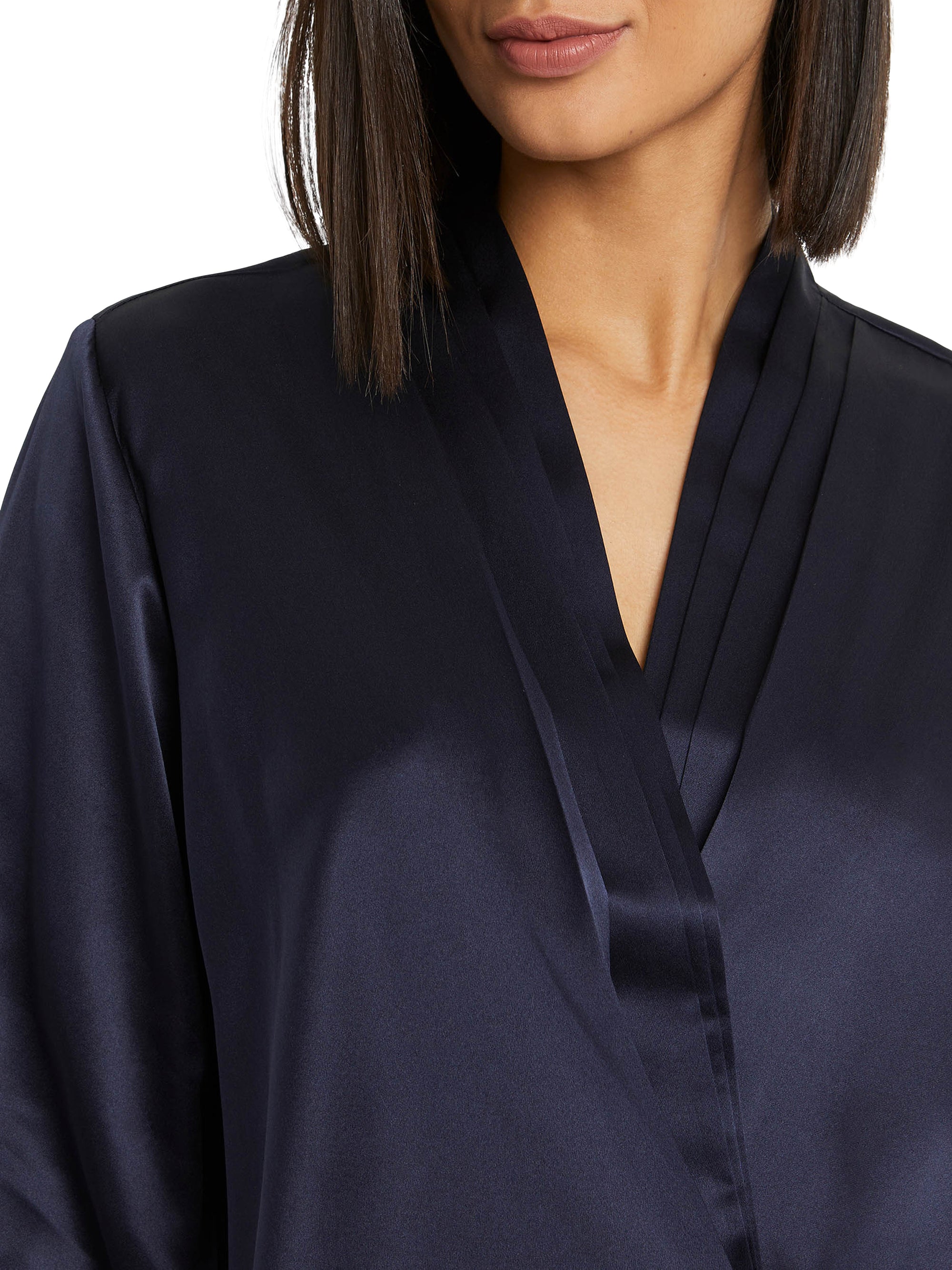 Long-sleeved silk blouse - Navy blue