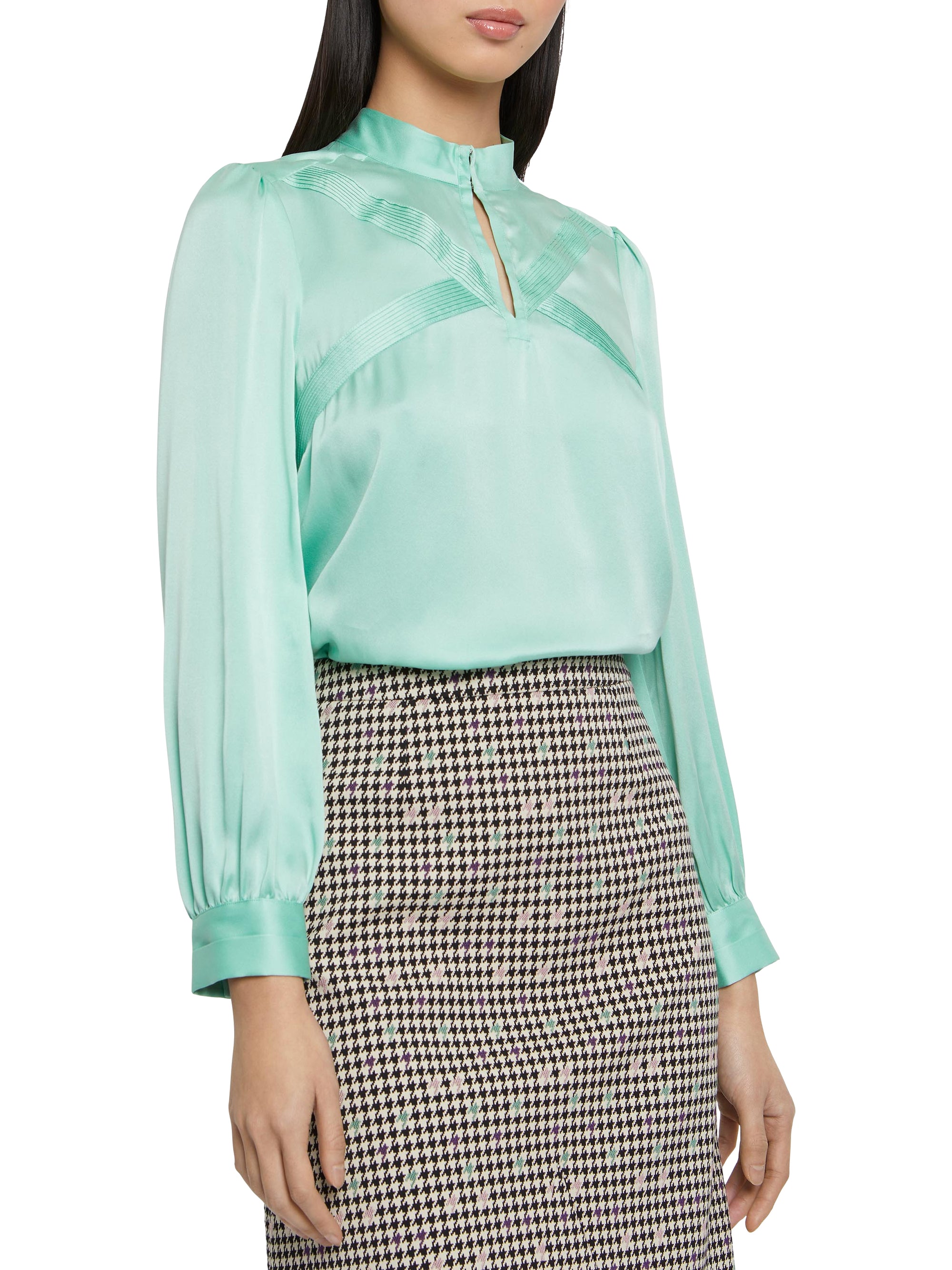 Blouse à motif en soie - Vert menthe