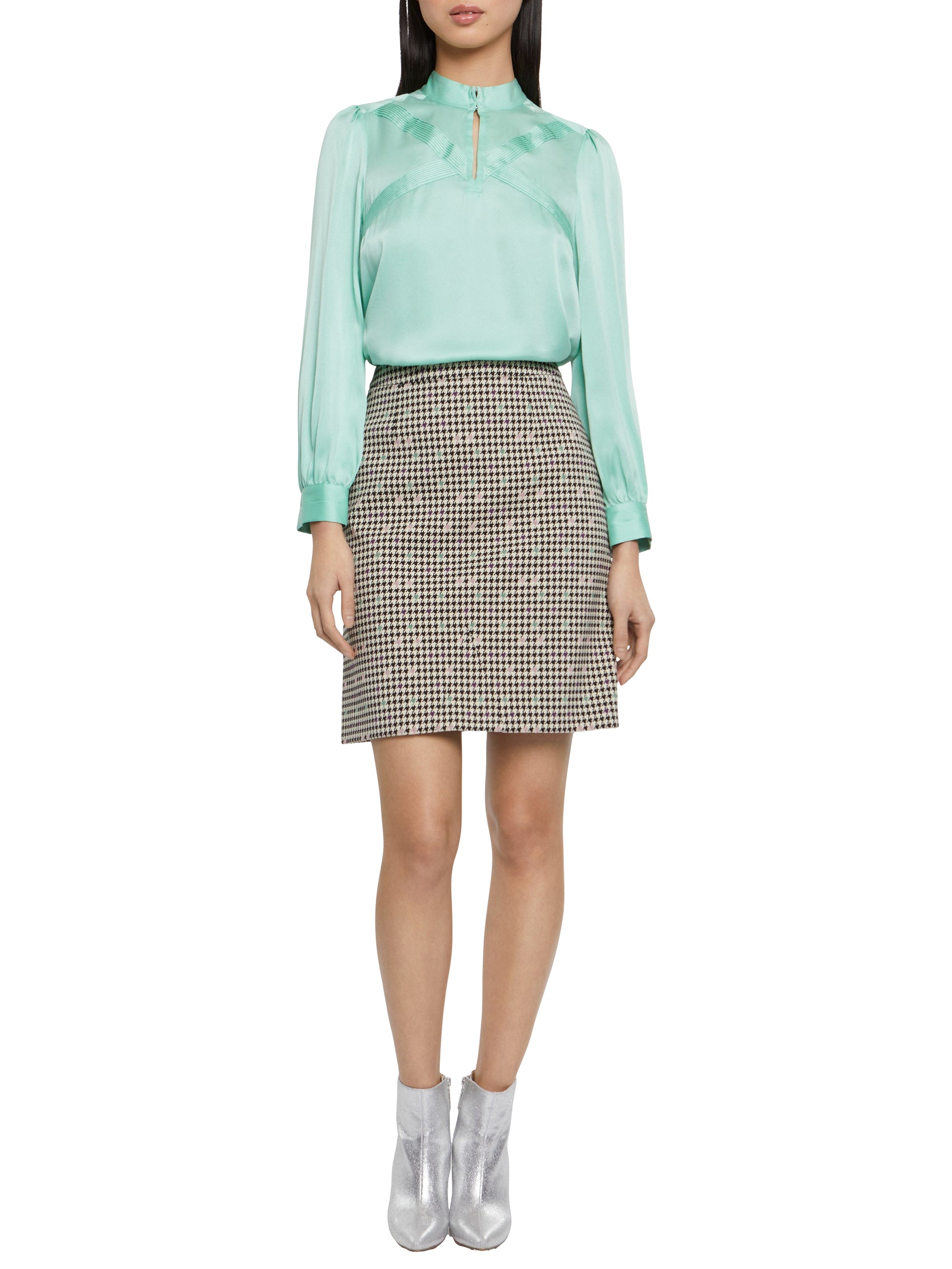 Blouse à motif en soie - Vert menthe