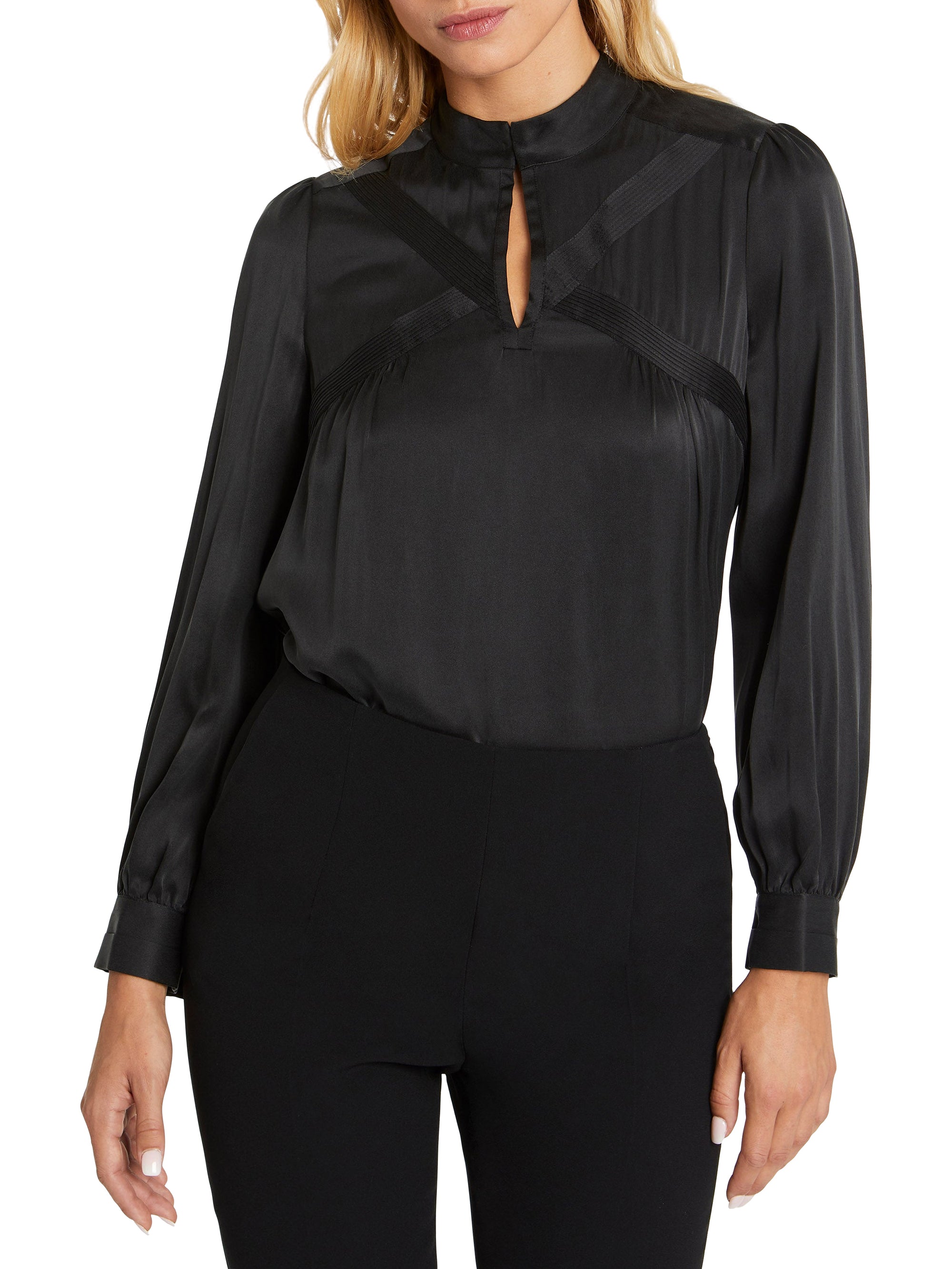 Blouse à motif en soie - Noir