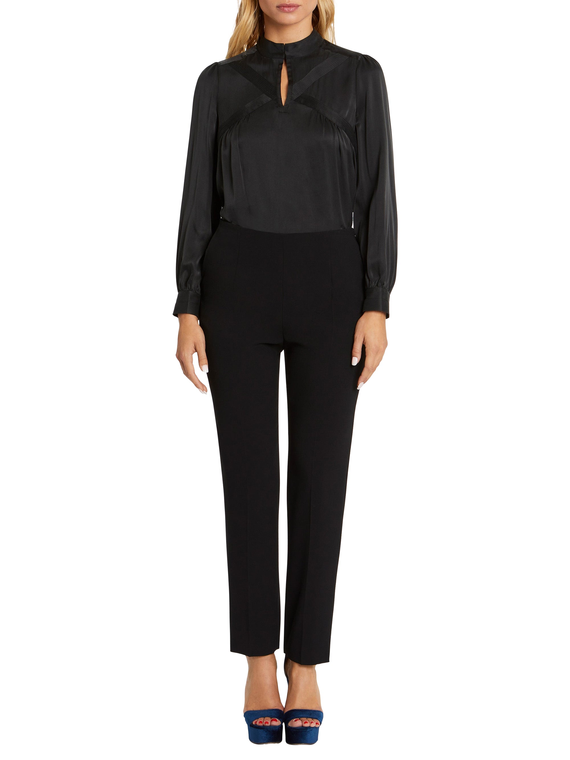 Blouse à motif en soie - Noir