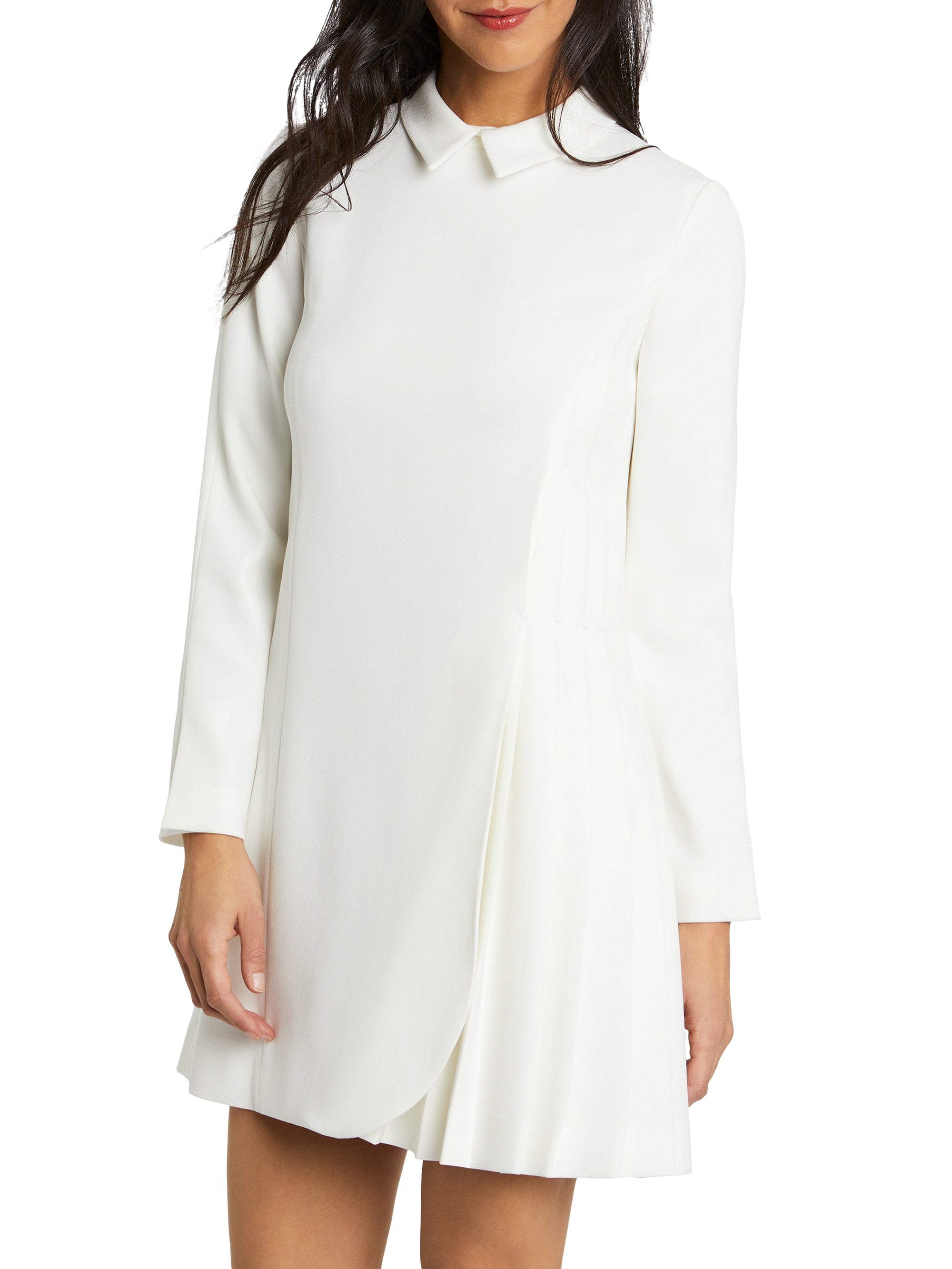 Long-sleeved shirt collar dress - Off-white