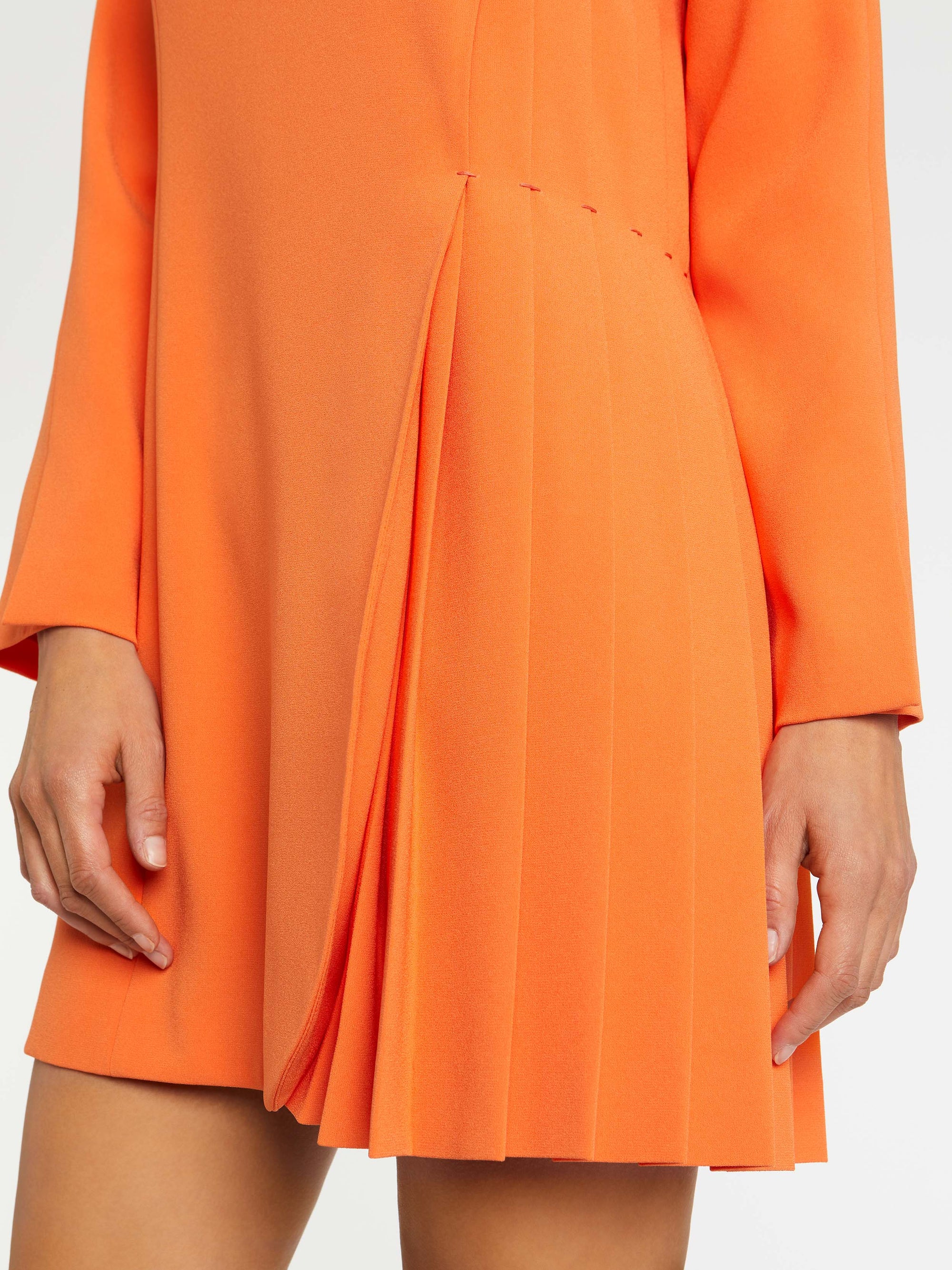 Long-sleeved shirt collar dress - Orange