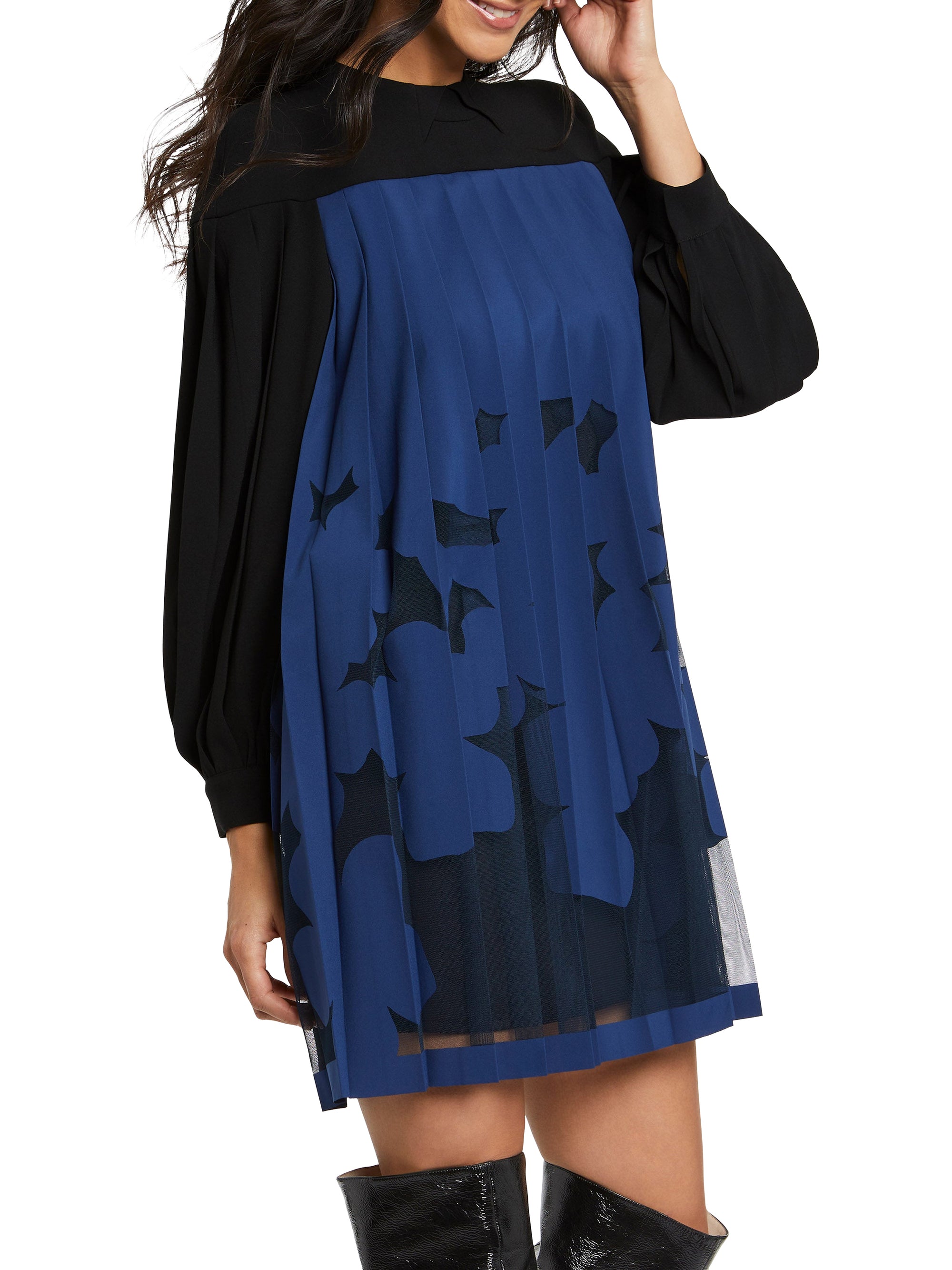 Robe à manches longues - Noir & bleu marine