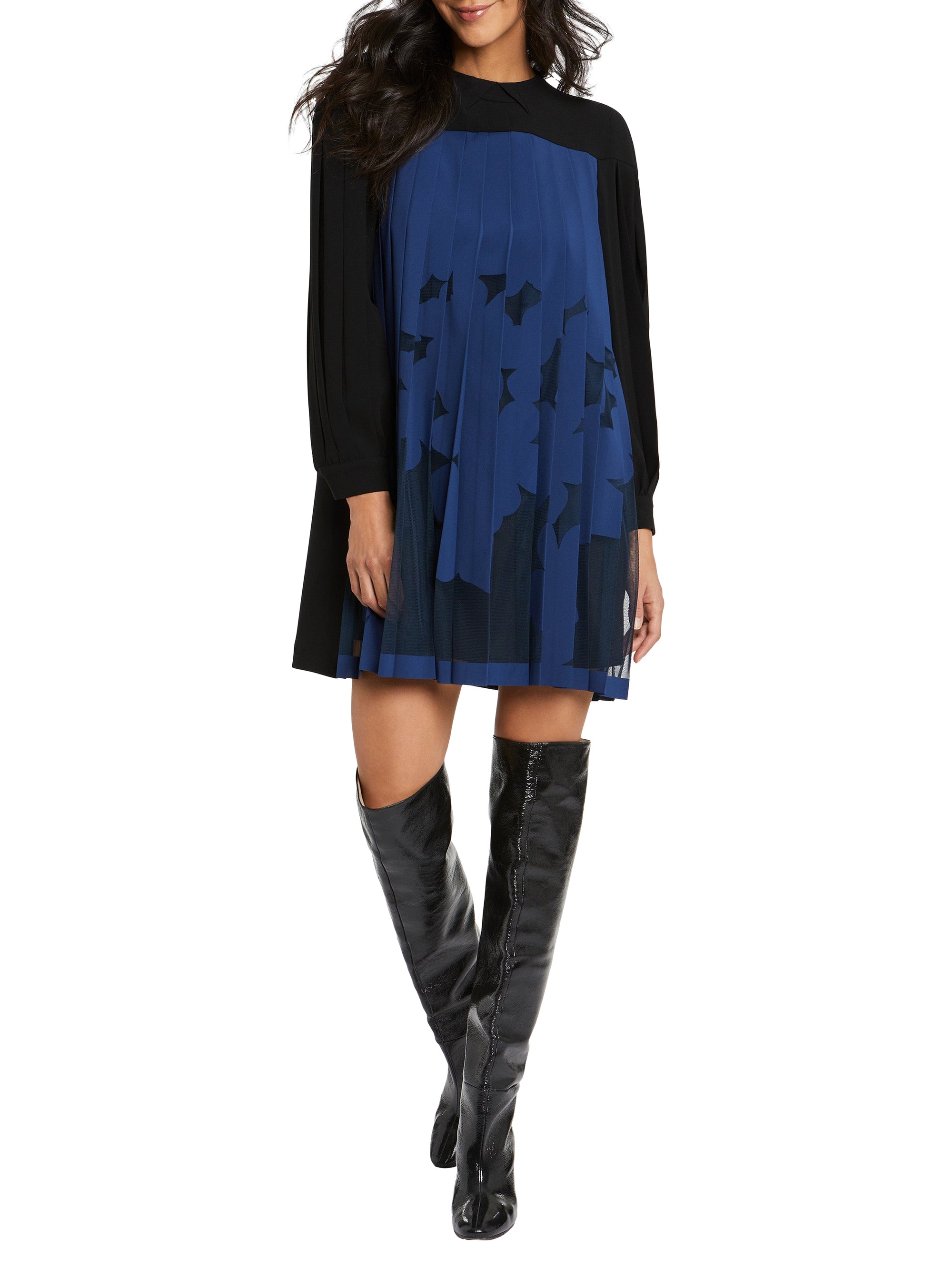 Robe à manches longues - Noir & bleu marine
