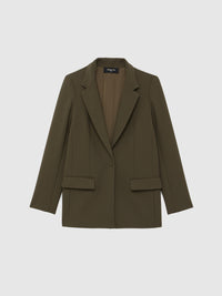 Veste blazer à col tailleur - Kaki clair
