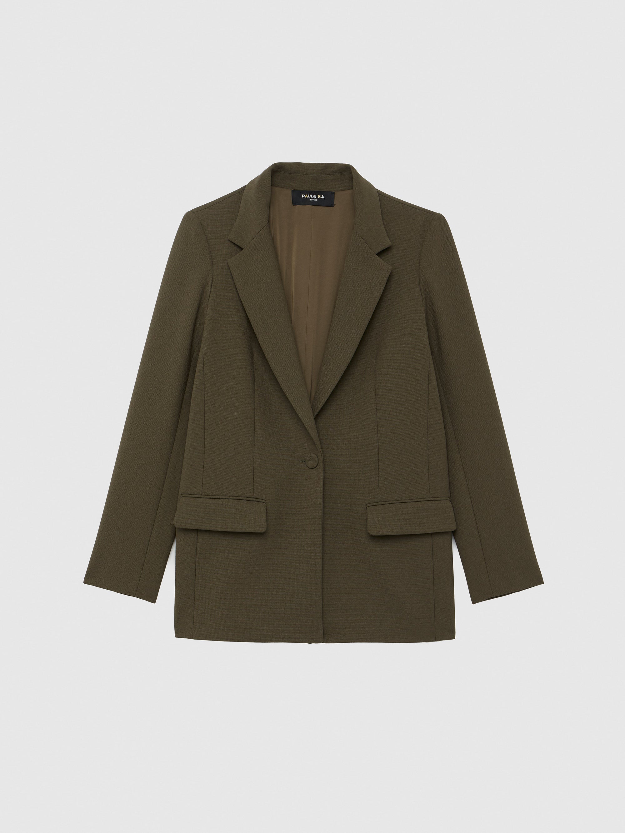 Veste blazer à col tailleur - Kaki clair