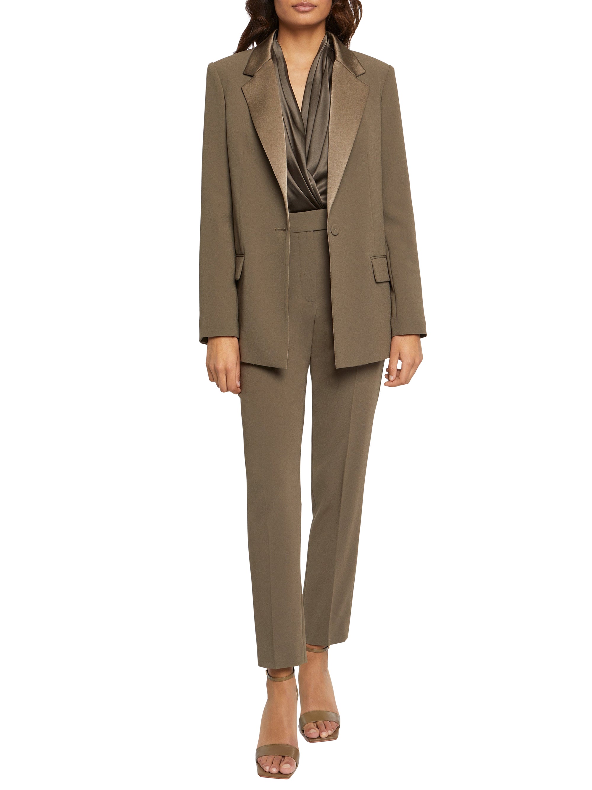 Veste blazer à col tailleur - Kaki clair