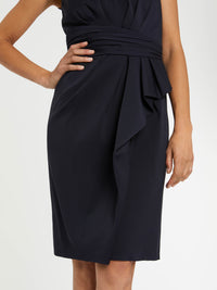 Robe midi drapée - Bleu marine