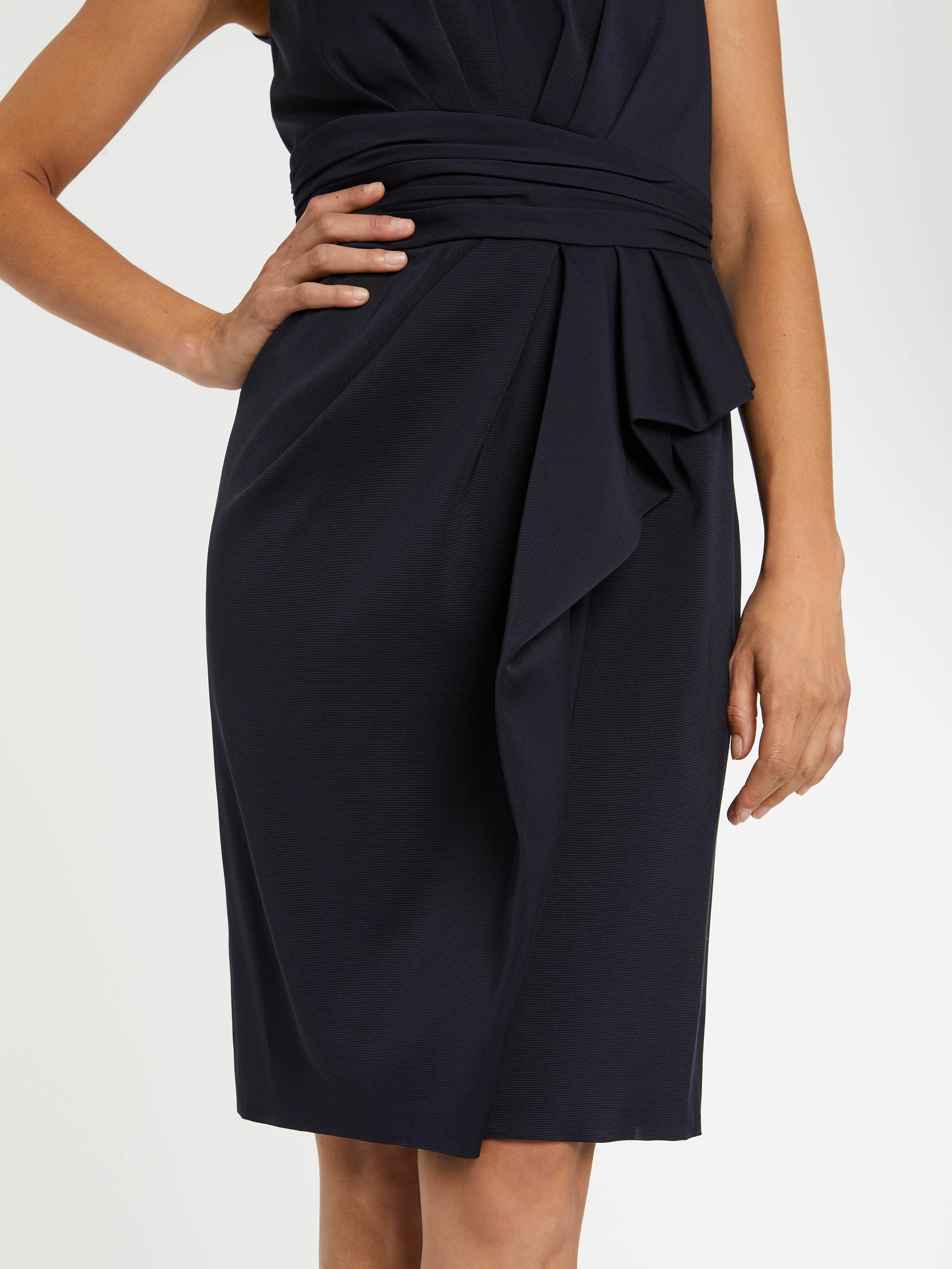 Robe midi drapée - Bleu marine