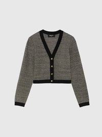 Cardigan court en tweed - Noir