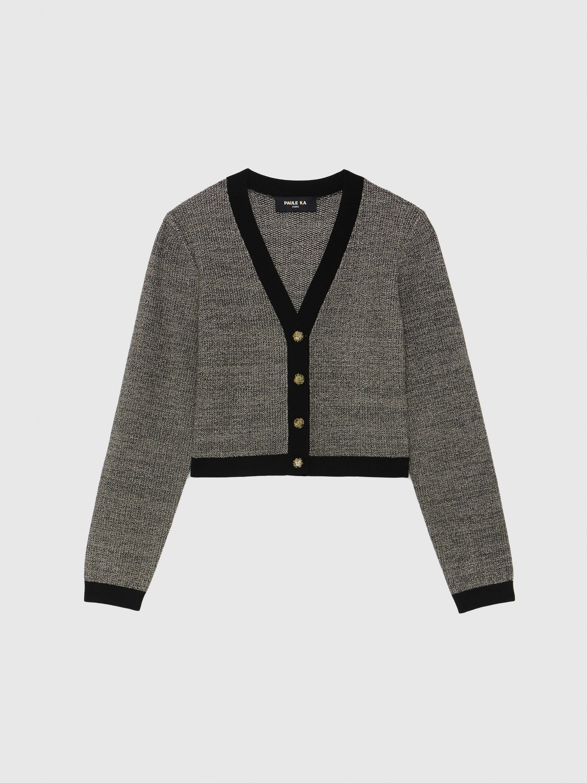 Cardigan court en tweed - Noir