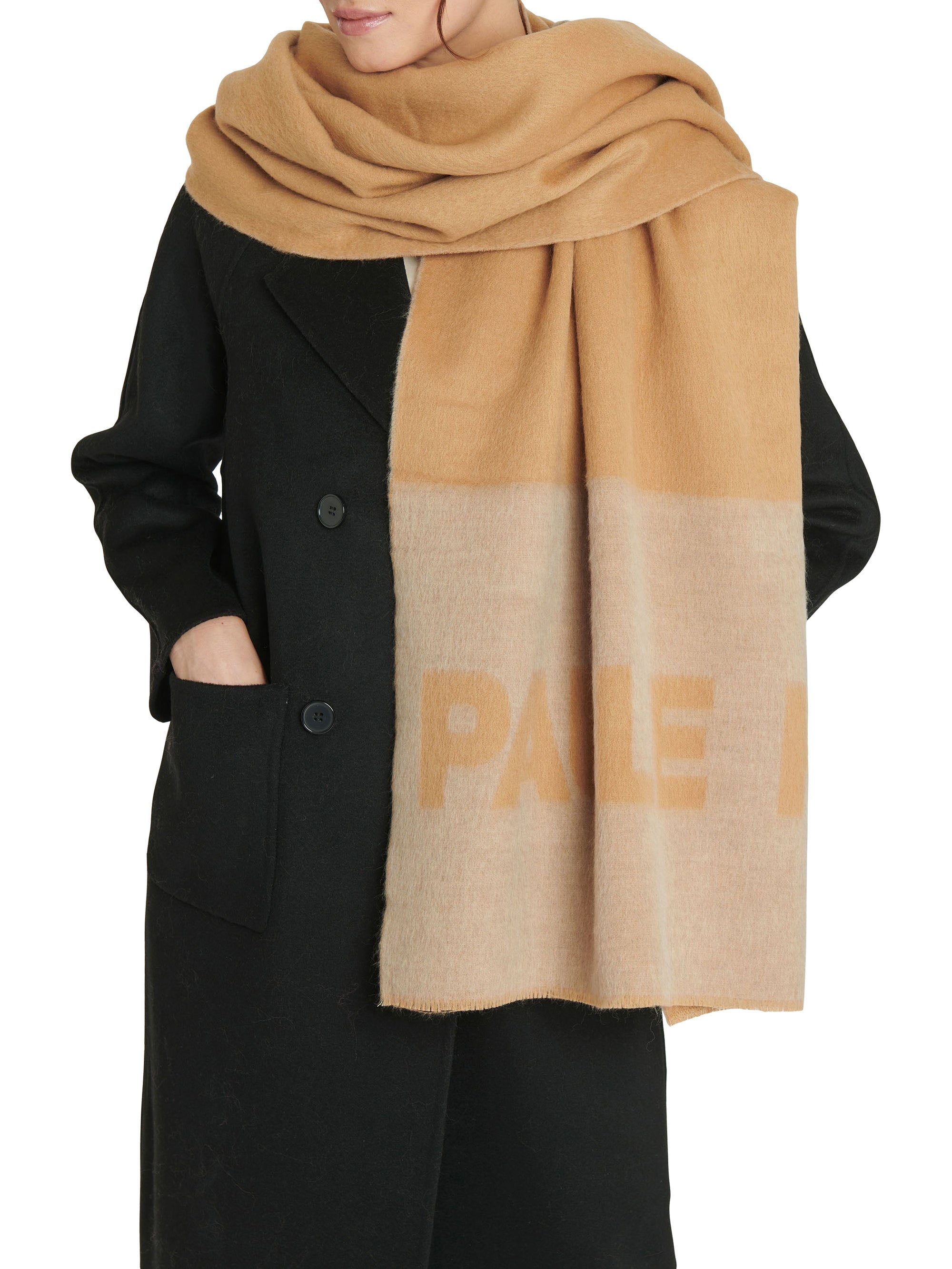Écharpe bicolore en laine - Camel & beige