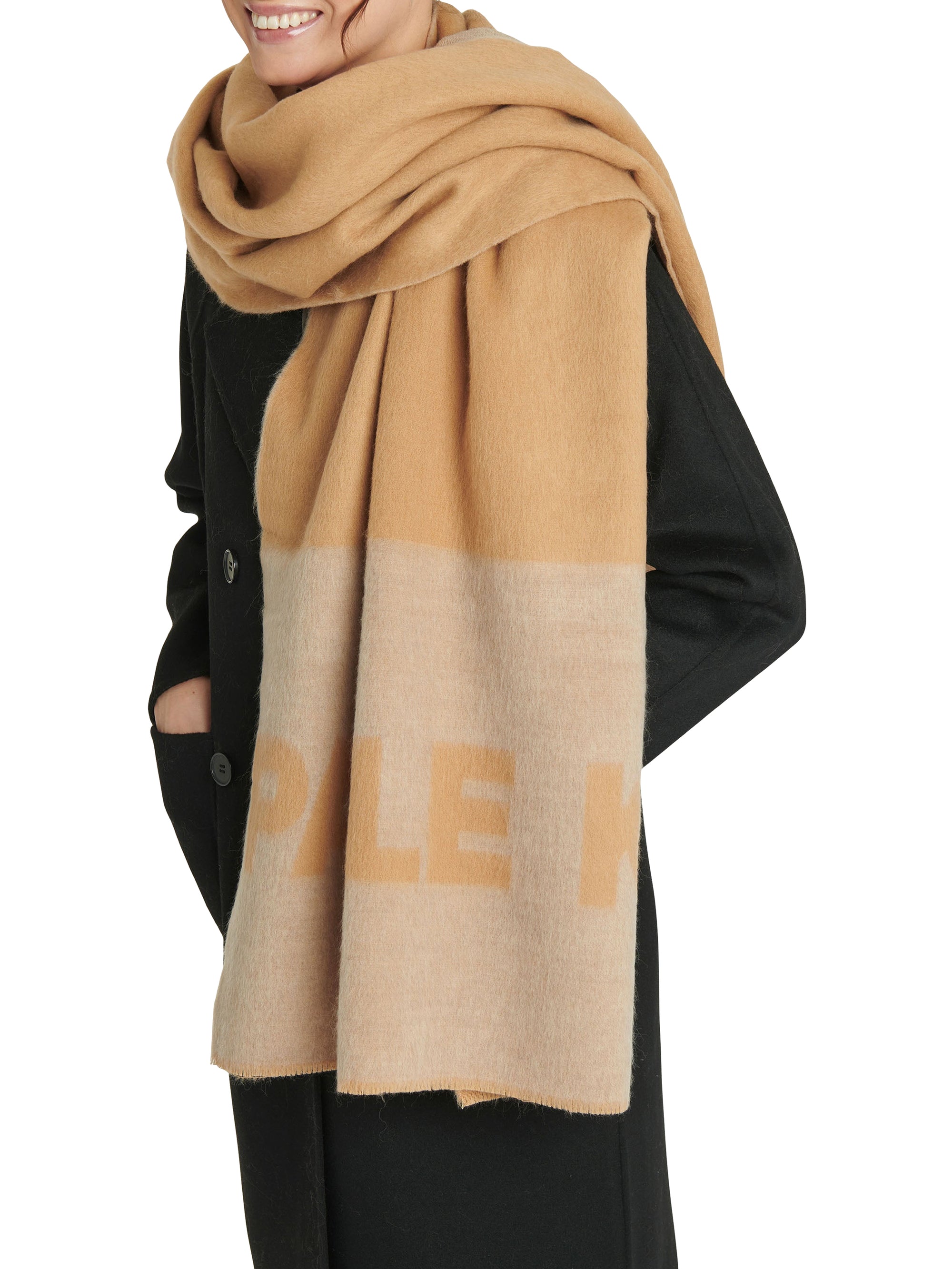 Écharpe bicolore en laine - Camel & beige