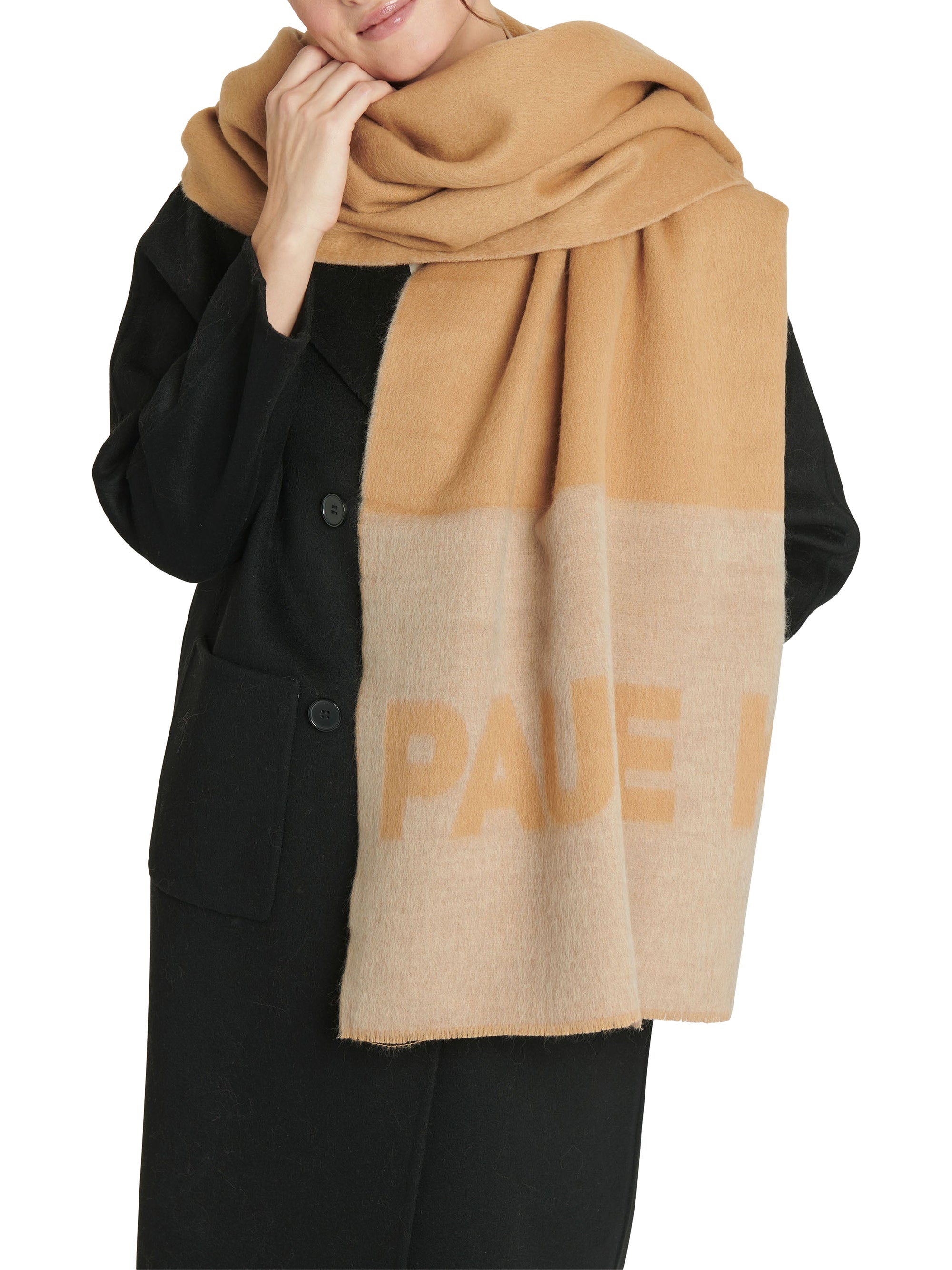 Écharpe bicolore en laine - Camel & beige