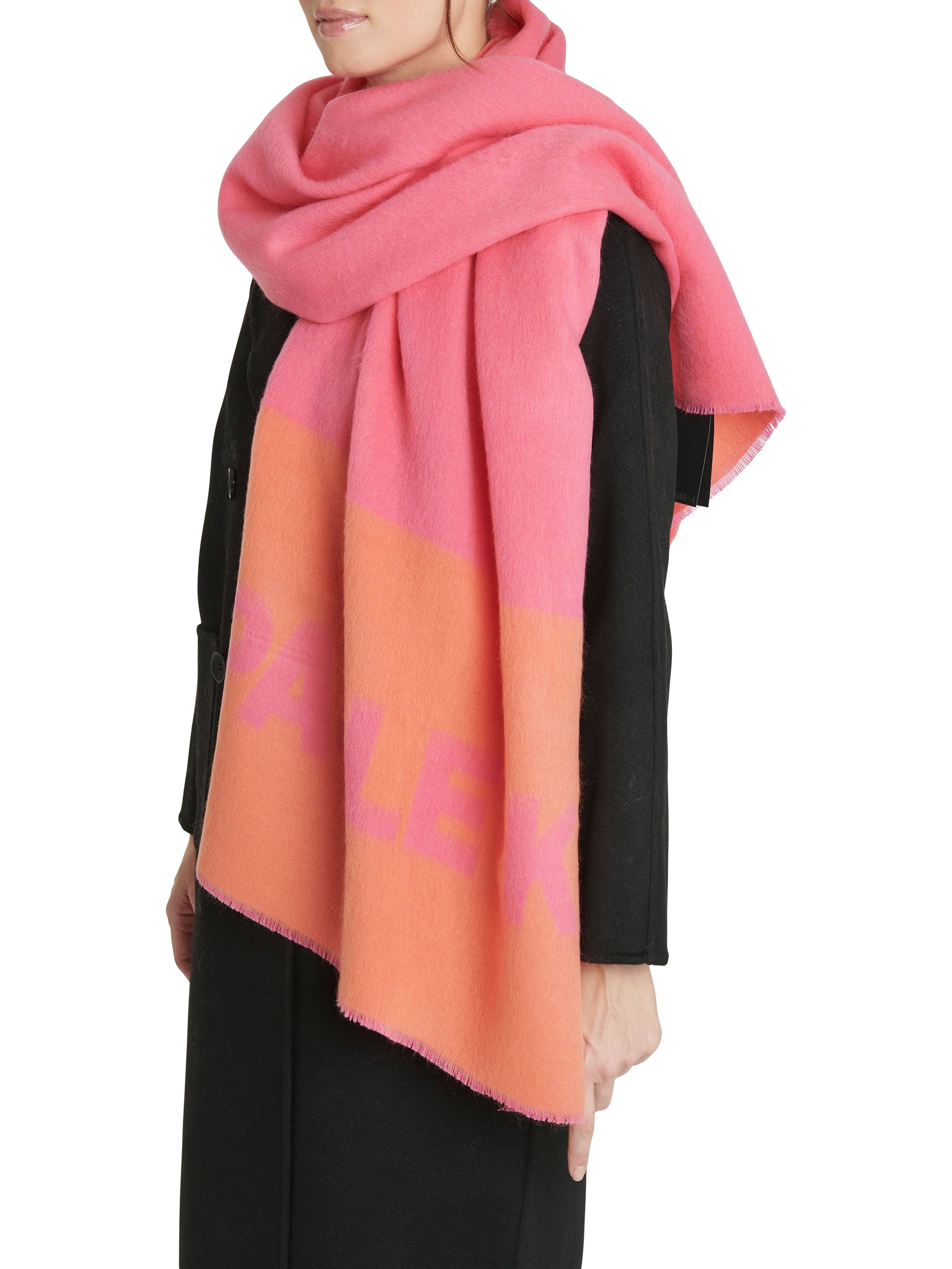 Écharpe bicolore en laine - Rose & orange