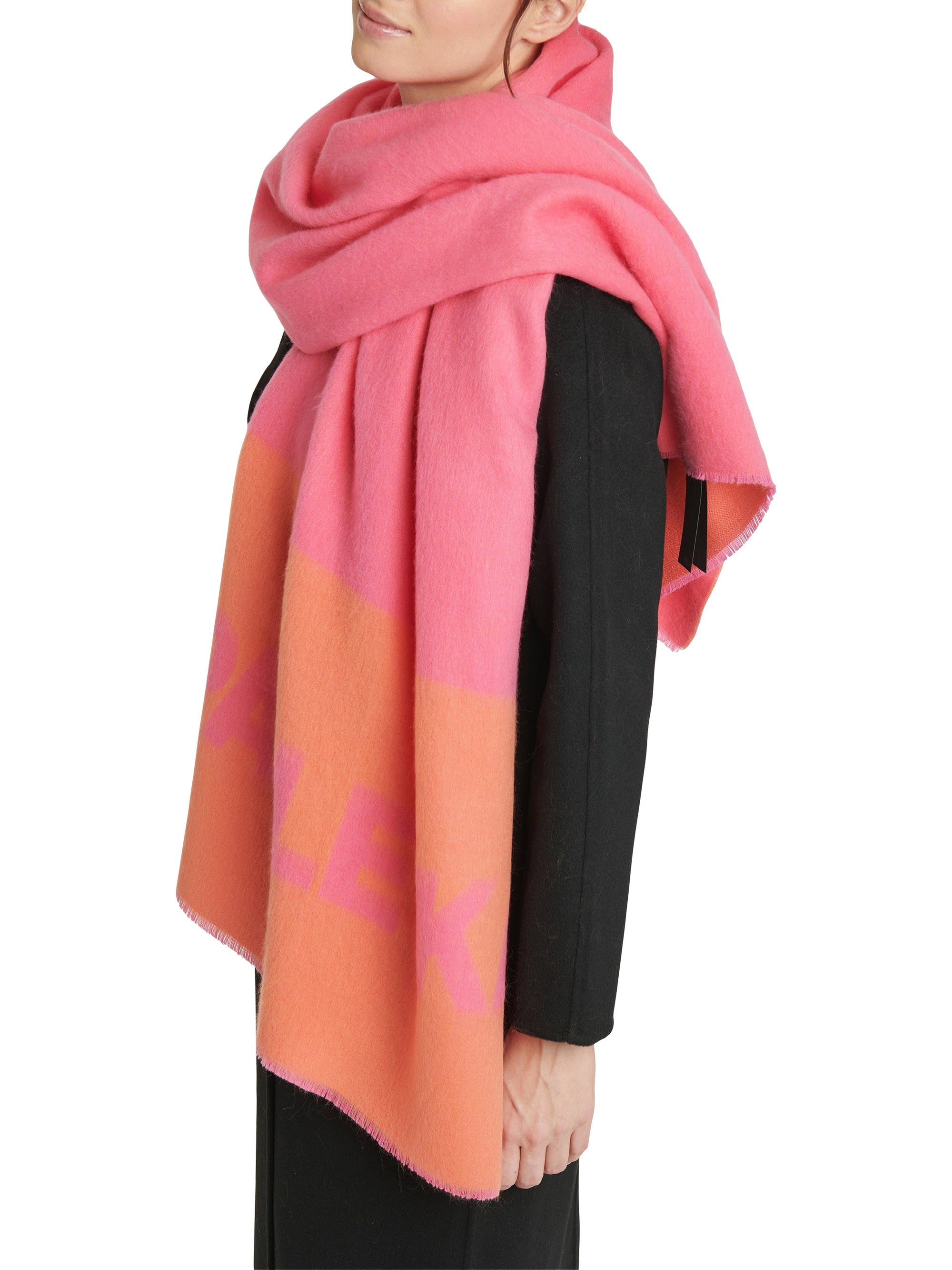 Écharpe bicolore en laine - Rose & orange